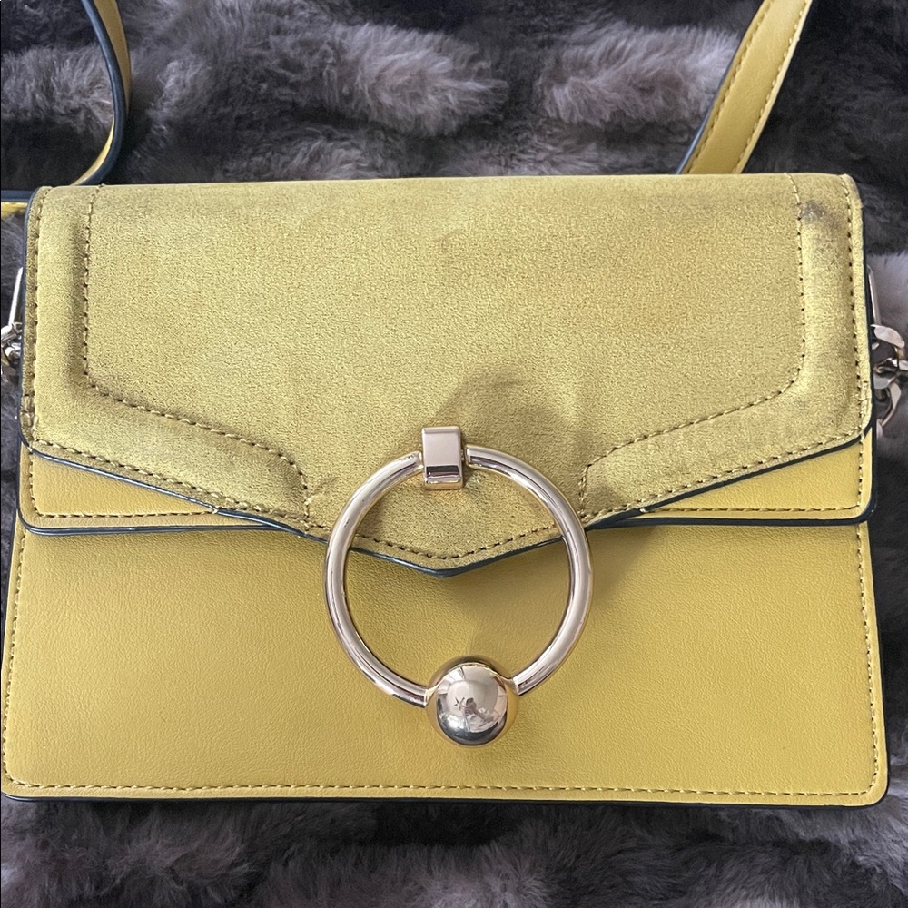 Top Shop Mustard Yellow Handbag with Silver Accent